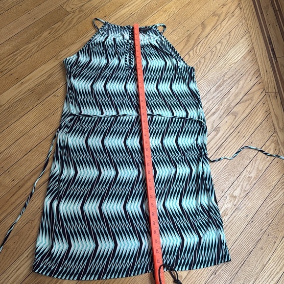 BANANA REPUBLIC Sleeveless Dress Belted Tie Waist Geometric Print Size Medium - Picture 3 of 6